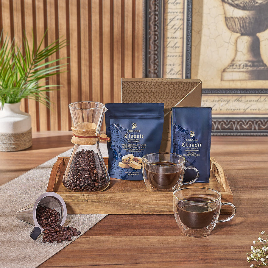 Delight any coffee aficionado with the Forest Hill Coffee & Snack Tray - New Hampshire Baskets