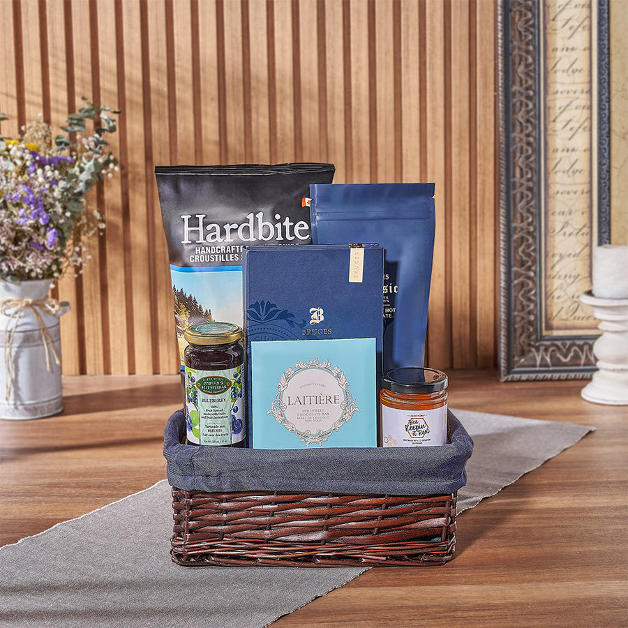 The Hanukkah Kosher Wine & Pasta Basket from New Hampshire Baskets is a stunning gift - New Hampshire Delivery
