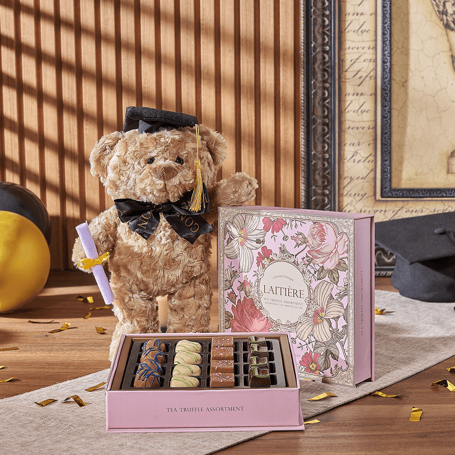 Indulgent Graduation Gift Set, graduation gift, graduation, chocolate gift, chocolate, plush gift, plush, New Hampshire delivery