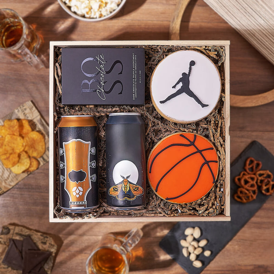 Basketball & Craft Beer Box, beer gift, beer, sports gift, sports, cookie gift, cookie, New Hampshire delivery