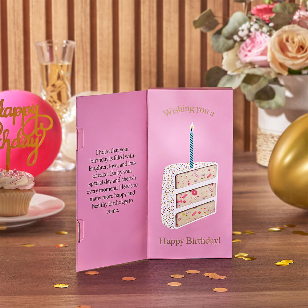 Tea and Birthday Bash White Chocolate Gift Tray – how the gift is presented