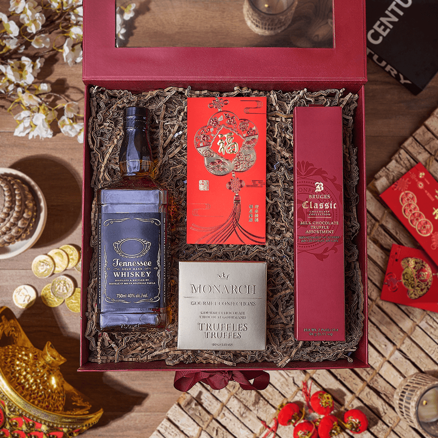 Chinese New Year Spirits & Chocolate Box, chinese new year gift, chinese new year, lunar new year gift, lunar new year, liquor gift, liquor, New Hampshire delivery