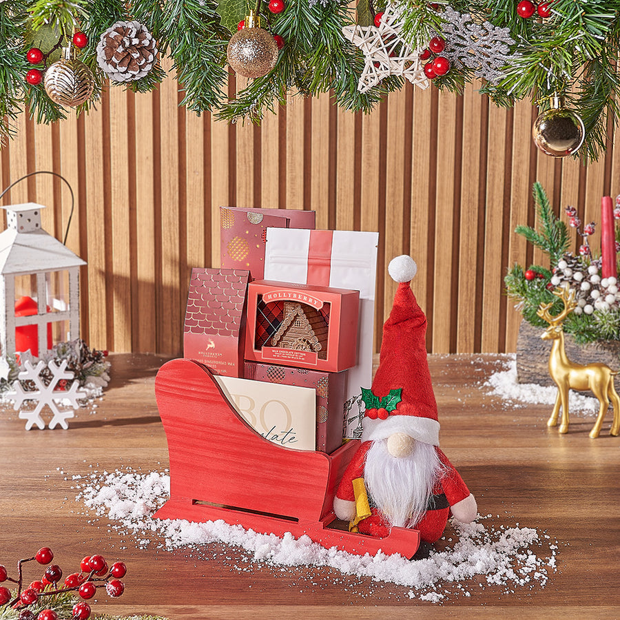 Chocolate Truffles & Christmas Sleigh Basket, christmas gift, christmas, chocolate gift, chocolate, New Hampshire delivery