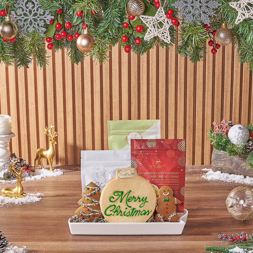Holiday Gourmet Cookie Gift Basket Featuring Matcha and Cranberry Treats – how the gift is presented
