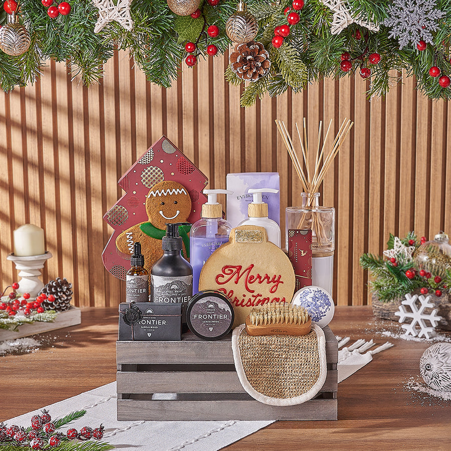 Complete Christmas Spa Gift Crate, Christmas gift, Christmas, spa gift, spa, chocolate gift, chocolate, New Hampshire delivery