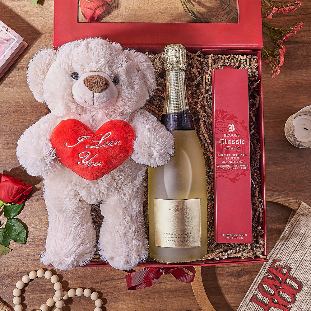 Valentine Rose with Sparkling Wine Gift – how the gift is presented