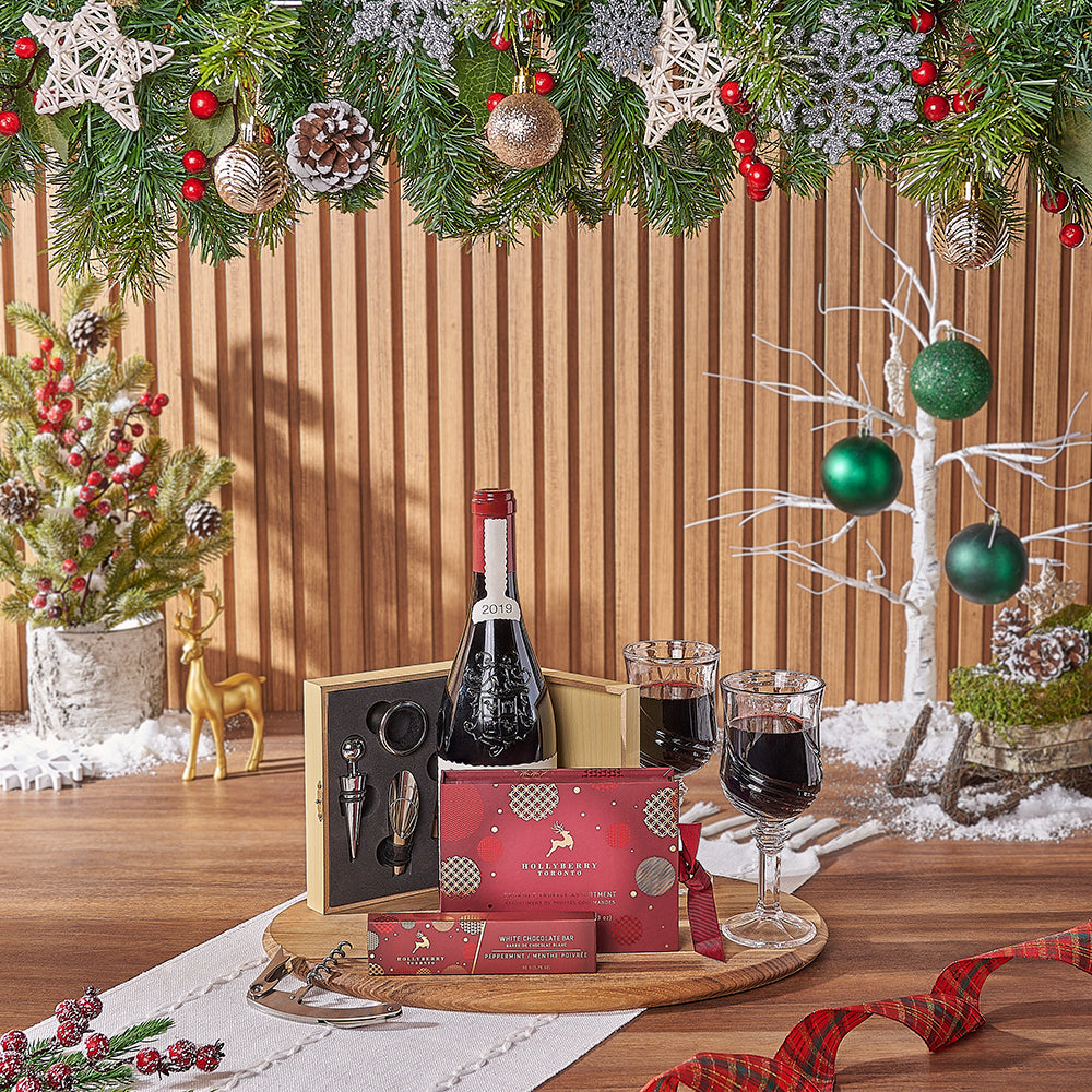 Holiday Wine Glasses and Treats – how the gift is presented