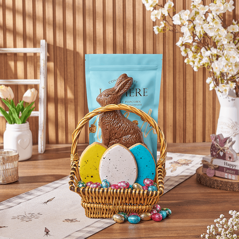 Premium Laitière Chocolate Easter Gift Basket – how the gift is presented