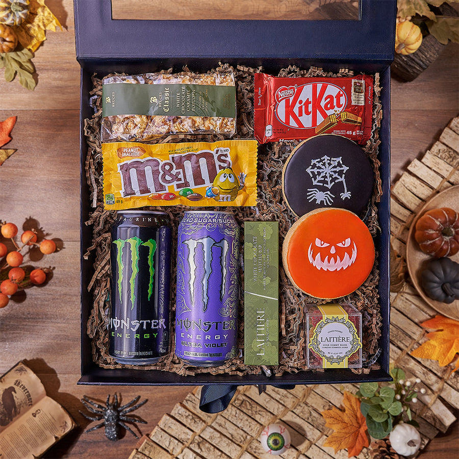 Halloween Monster Candy Box, halloween gift, halloween, candy gift, candy, energy drink gift, energy drink, New Hampshire delivery