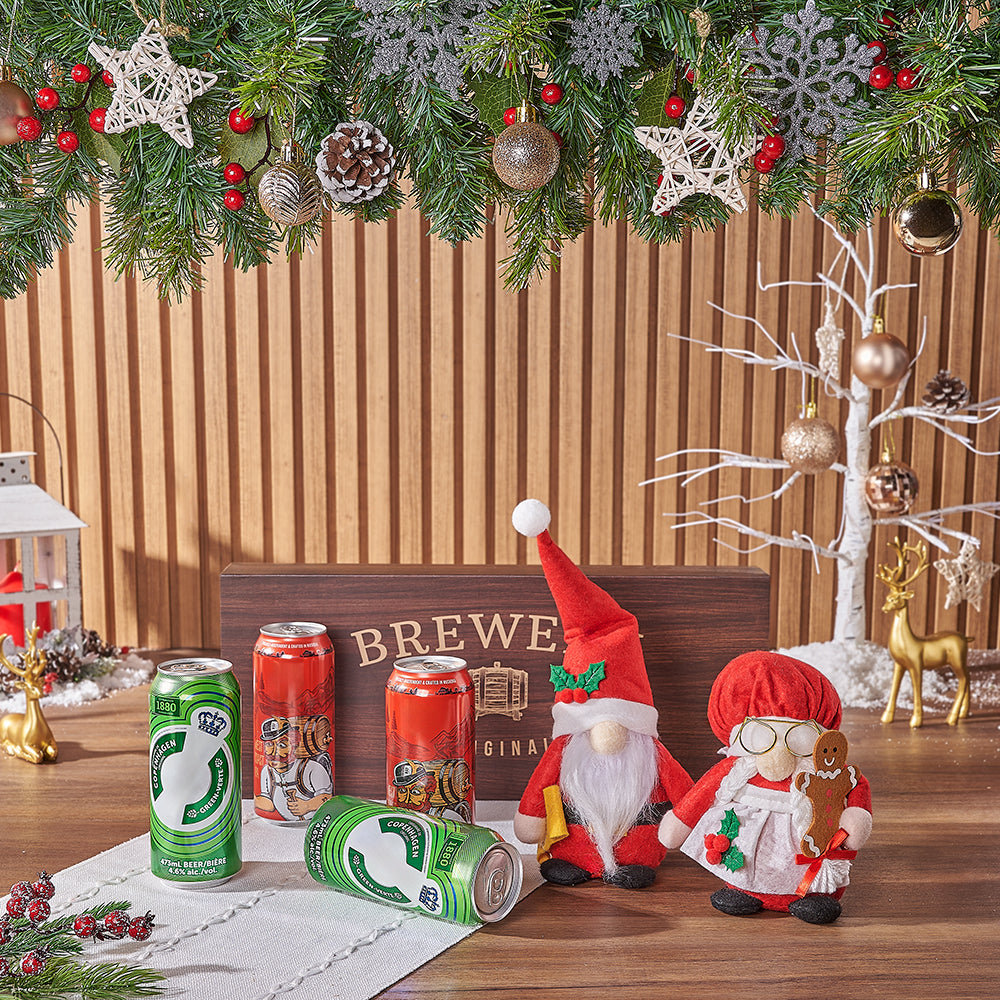 Festive Craft Beer and Claus Plush Figure Gift Box – how the gift is presented