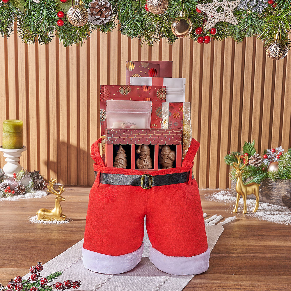 Christmas Medium Santa Pants Gourmet Gift Bag – how the gift is presented