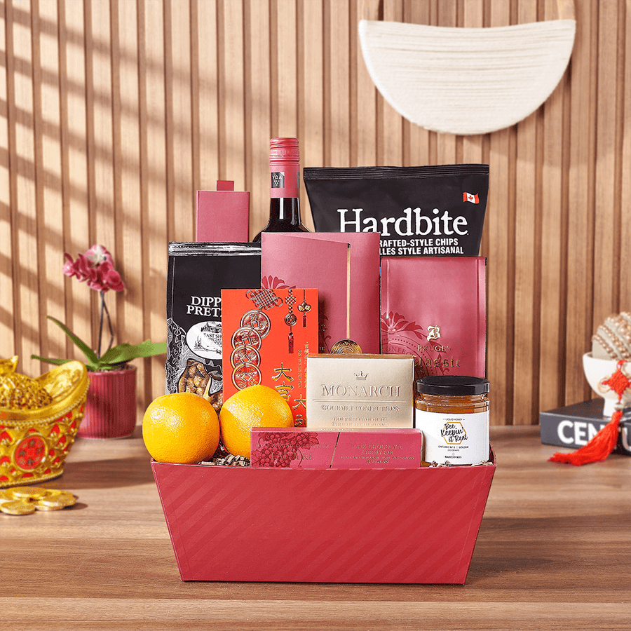 Lucky Wine & Snack Gift Set, wine gift, wine, chinese new year gift, chinese new year, lunar new year gift, lunar new year, New Hampshire delivery