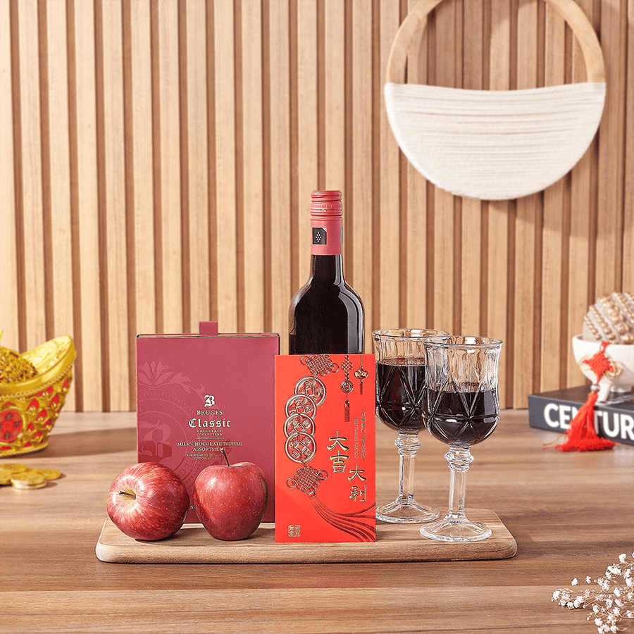 Lunar New Year Wine & Chocolate Gift, wine gift, wine, chinese new year gift, chinese new year, lunar new year gift, lunar new year, New Hampshire delivery
