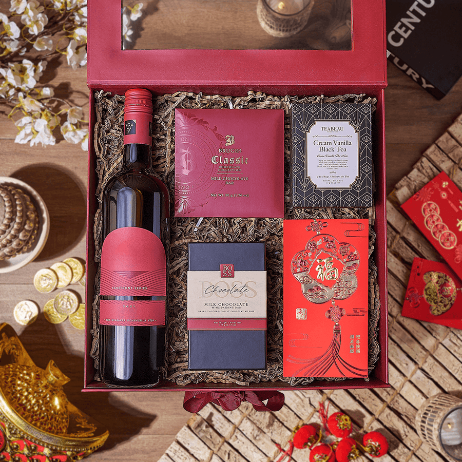 Lunar New Year Wine & Tea Box, wine gift, wine, chinese new year gift, chinese new year, lunar new year gift, lunar new year, New Hampshire delivery