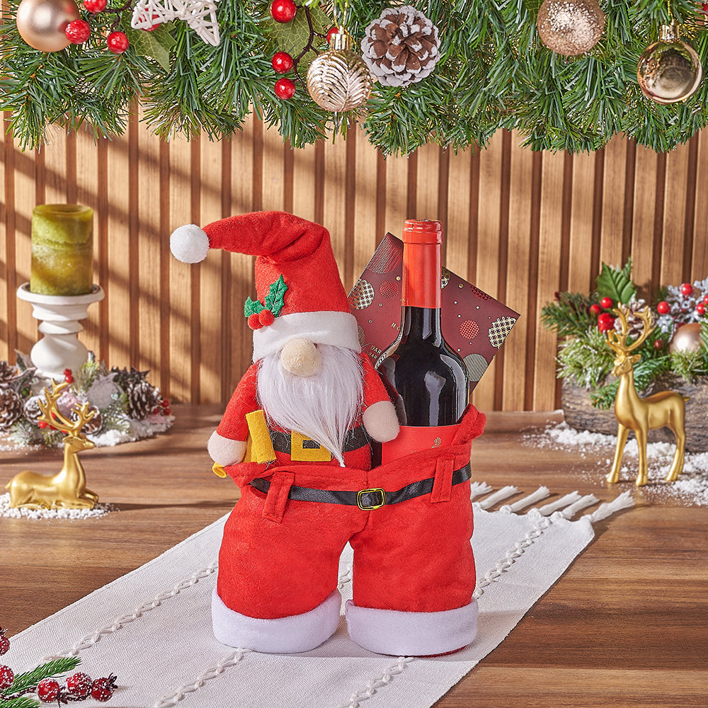 Small Santa Pants Wine and Dark Chocolate Christmas Gift – how the gift is presented