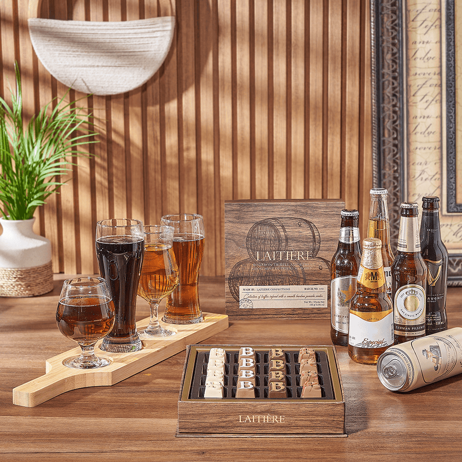 Sweet Truffle & Beer Flight, beer flight gift, beer flight, beer gift, beer, chocolate gift, chocolate, New Hampshire delivery