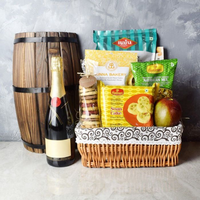 Diwali Festival Champagne Basket – how the gift is presented