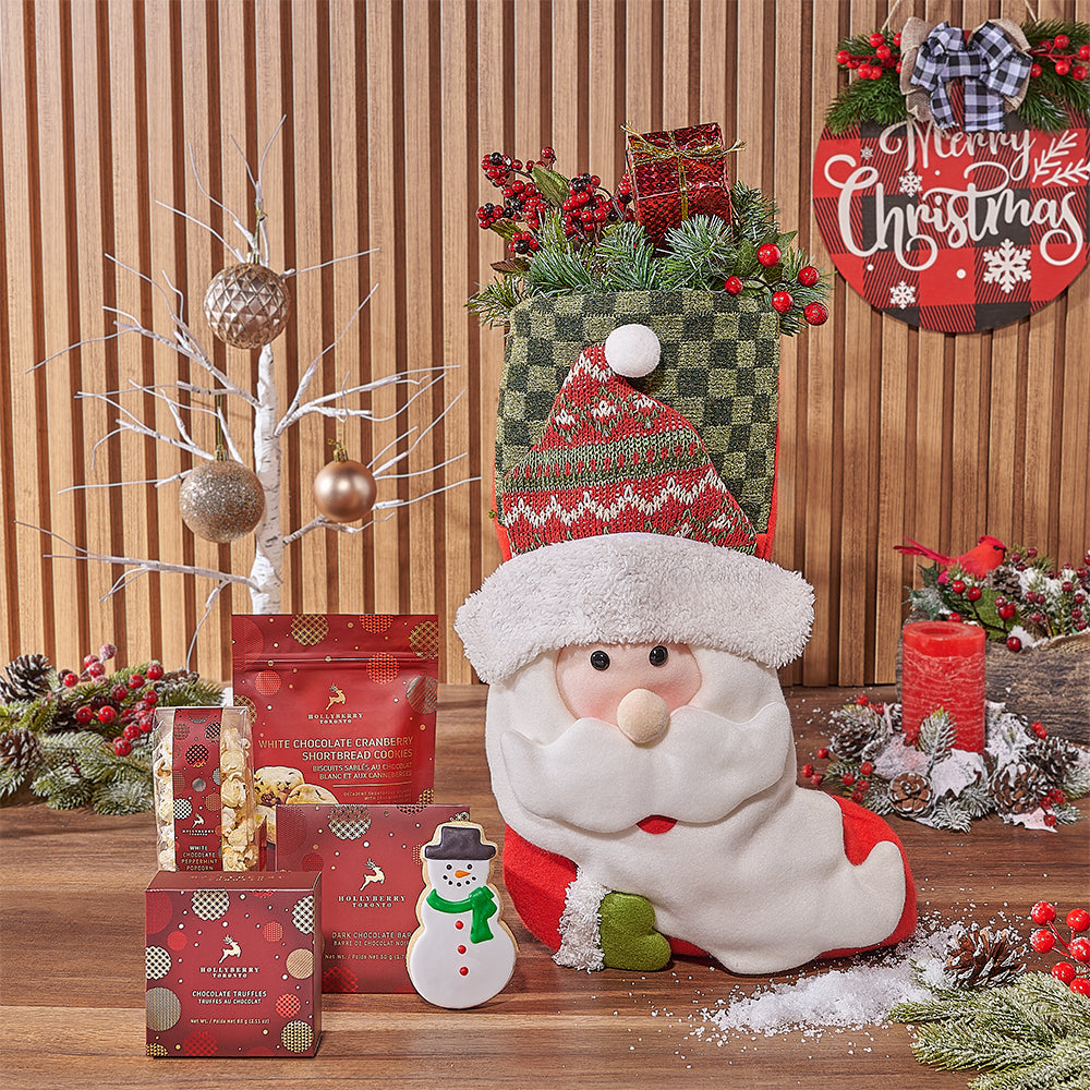Festive Chocolate and Truffle Gift Box in Santa Stocking – how the gift is presented
