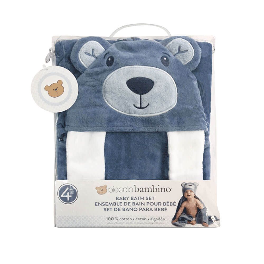 Sparkling Wine Gift Basket Featuring Baby Bath Set and Plush Bear – how the gift is presented