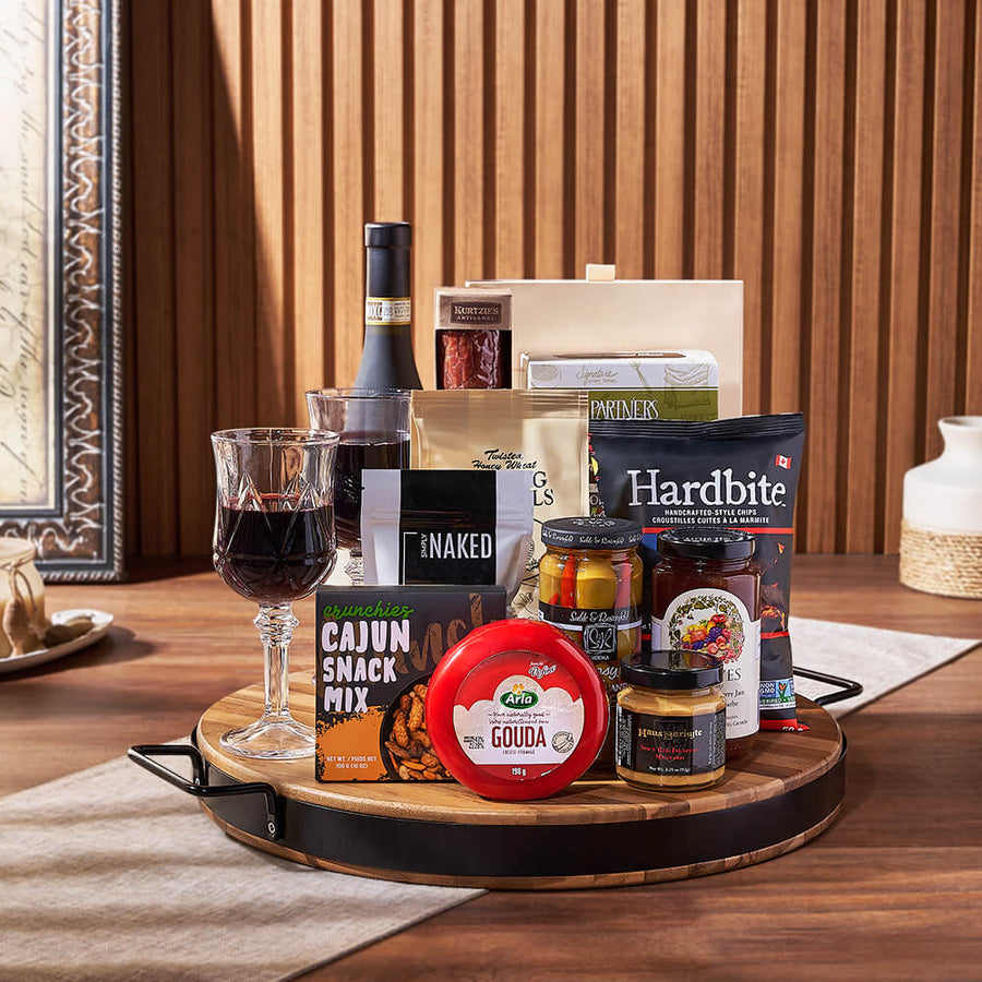 Wish You Success Wine & Goodies Gift Basket, wine gift, wine, charcuterie gift, charcuterie, cheese gift, cheese, New Hampshire Delivery