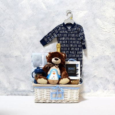 Baby Boy’s Flip N Sip Gift Set With Champagne from New Hampshire Baskets - New Hampshire Delivery