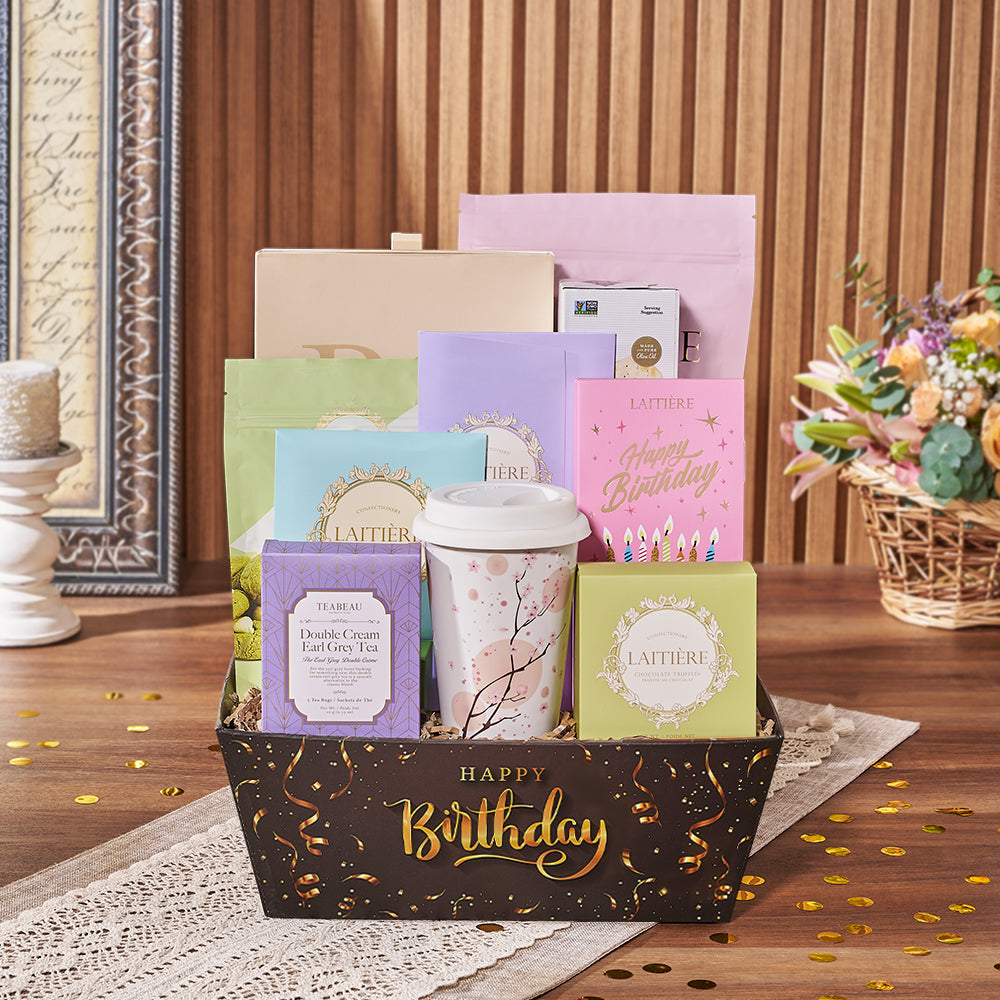 Birthday Tea &amp; Goodies Gift, birthday gift, birthday, tea gift, tea, cookie gift, cookie, chocolate gift, chocolate, New Hampshire delivery