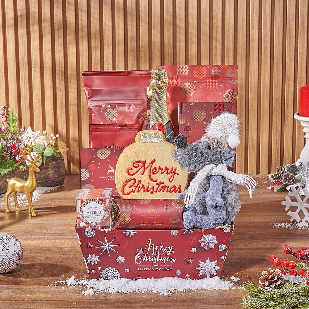 Spread holiday cheer with our Bubbly Holiday Gift Set! Packed with festive treats, this gift is perfect for satisfying any sweet tooth, New Hampshire delivery 