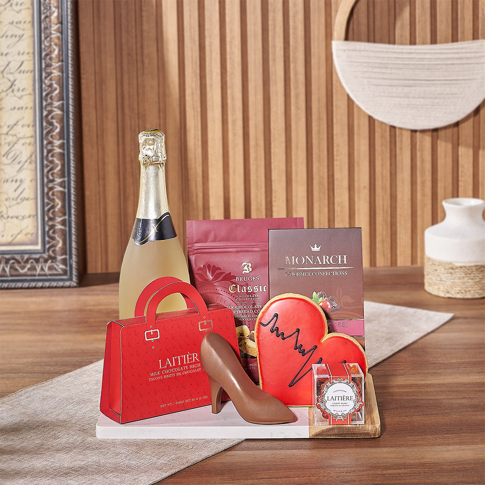 Custom Valentine’s Day Gift Baskets - Bubbly & Sweet Valentine’s Gift Basket