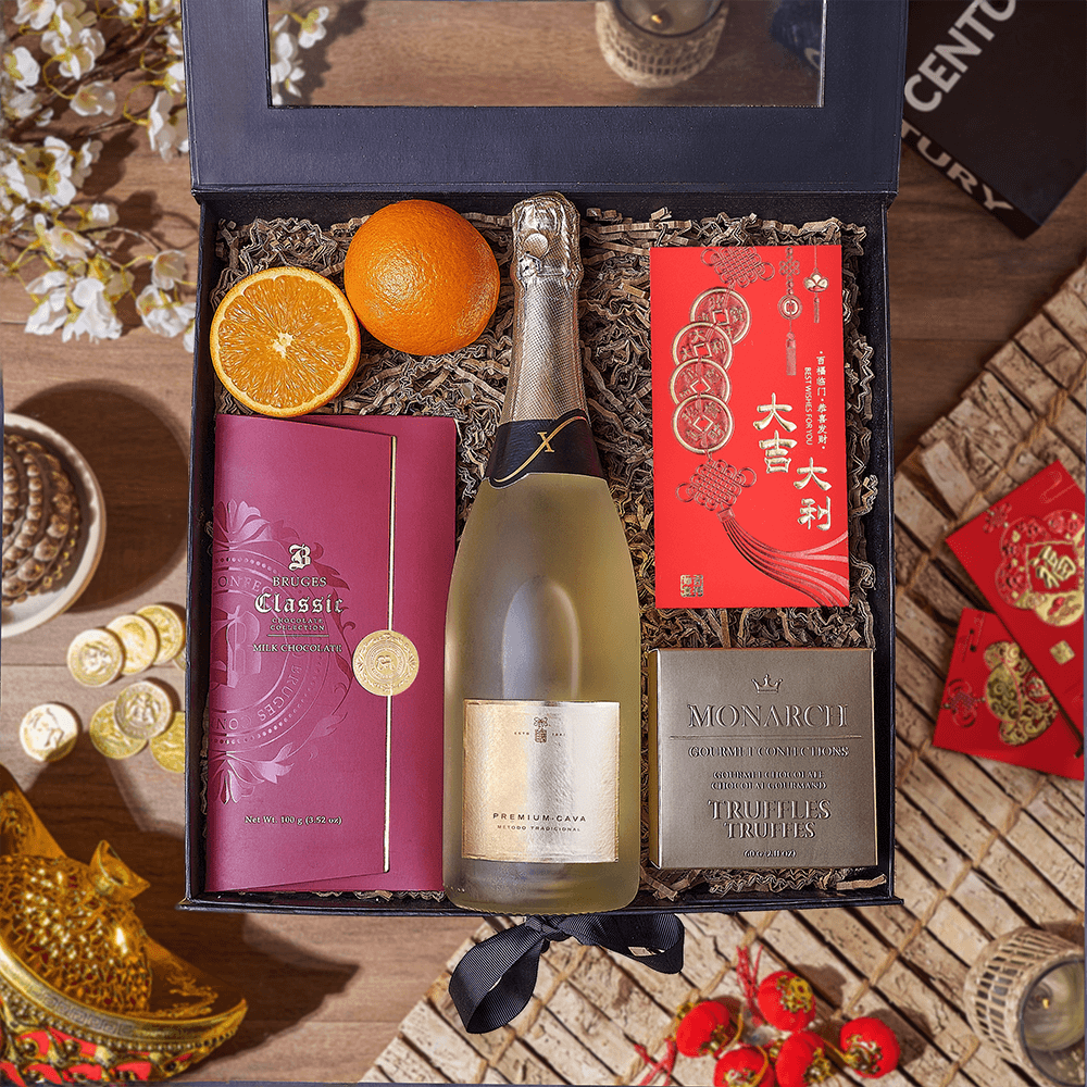 Champagne Chinese New Year Gift Box, chinese new year gift, chinese new year, lunar new year gift, lunar new year, champagne gift, champagne, sparkling wine gift, sparkling wine,New Hampshire delivery