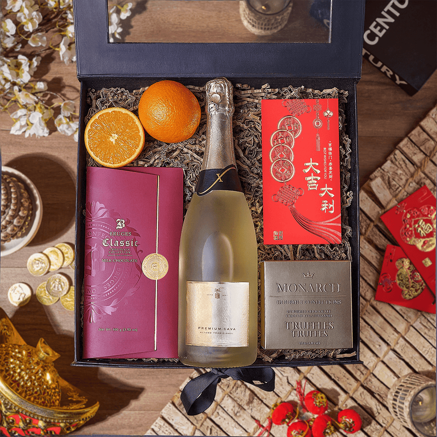 Champagne Chinese New Year Gift Box, chinese new year gift, chinese new year, lunar new year gift, lunar new year, champagne gift, champagne, sparkling wine gift, sparkling wine,New Hampshire delivery