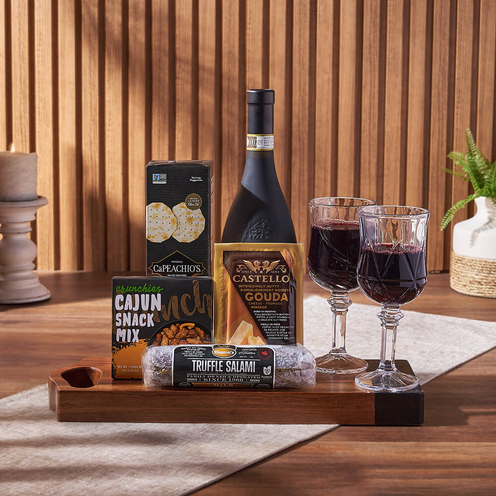 Charcuterie &amp; Wine Gift Basket, wine gift, wine, cheese gift, cheese, charcuterie gift, charcuterie, New Hampshire delivery