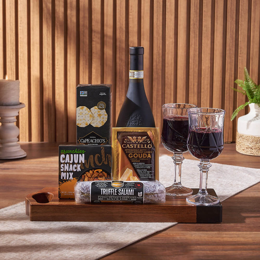 Charcuterie & Wine Gift Basket, wine gift, wine, cheese gift, cheese, charcuterie gift, charcuterie, New Hampshire delivery