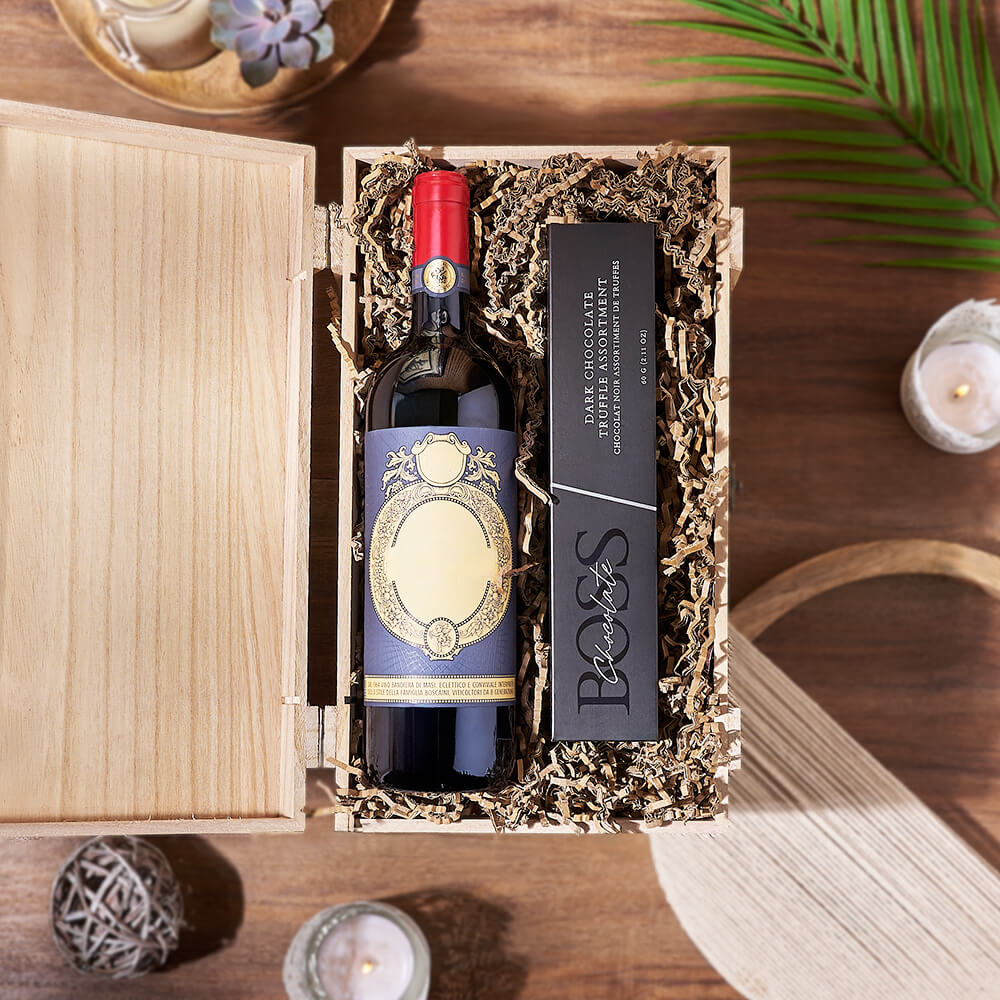 Chocolate &amp; Wine Gourmet Gift Basket, wine gift, wine, chocolate gift, chocolate, New Hampshire delivery