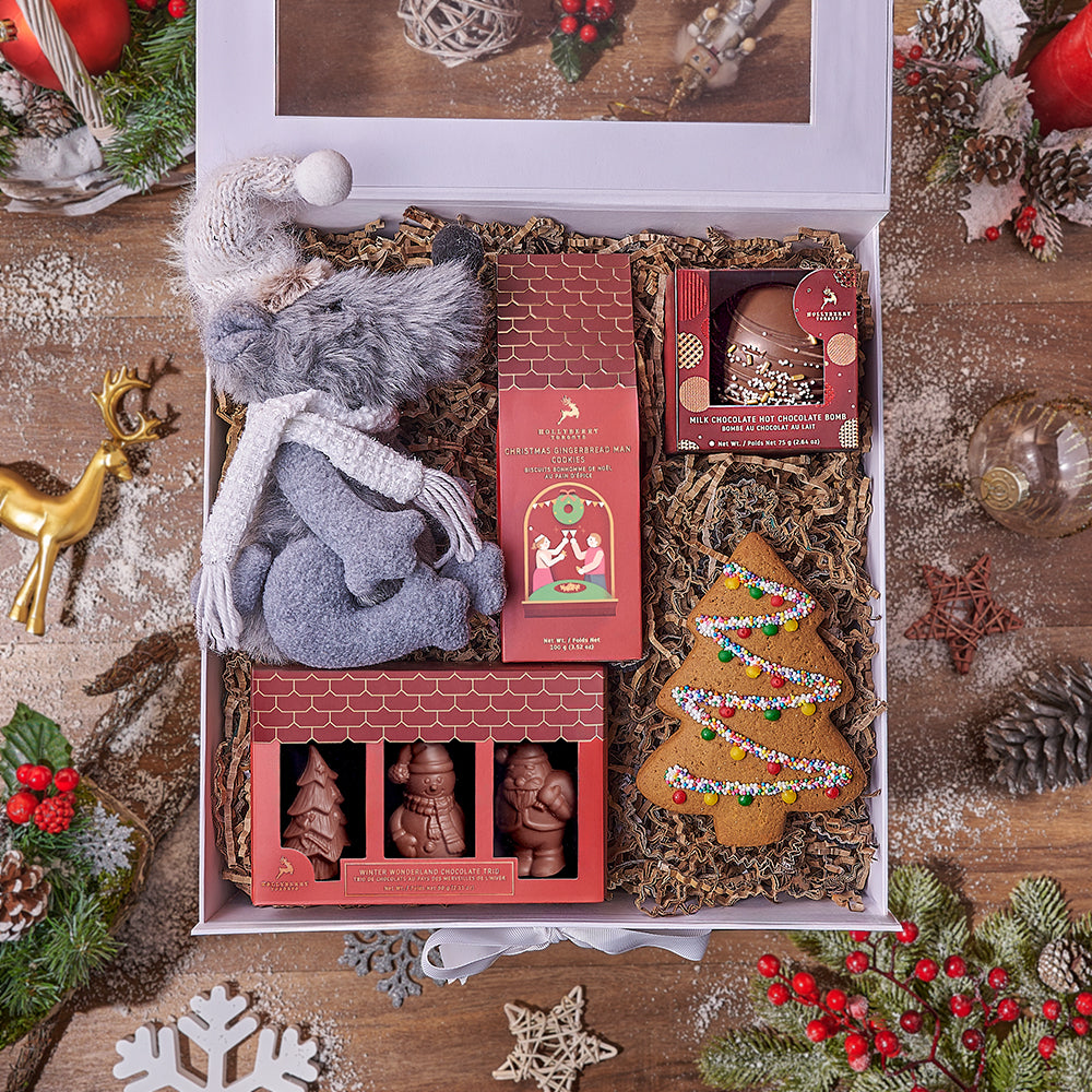 Christmas Hot Cocoa &amp; Treats Basket, christmas gift, christmas, chocolate gift, chocolate, cookie gift, cookie, New Hampshire delivery