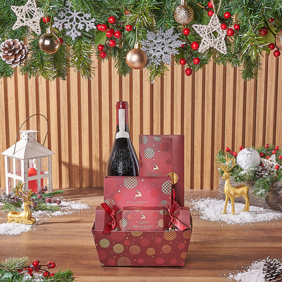 Our Christmas Morning Wine Gift Set, a curated selection of delightful goodies designed for a cozy celebration with friends and loved ones - New Hampshire Delivery