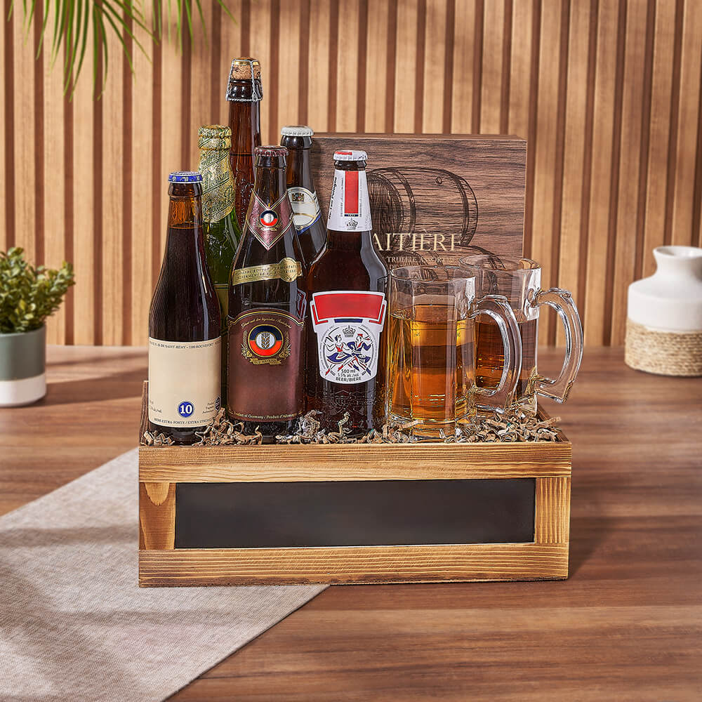 Specialty Beer and Laitière Bourbon Truffle Gift Basket – how the gift is presented