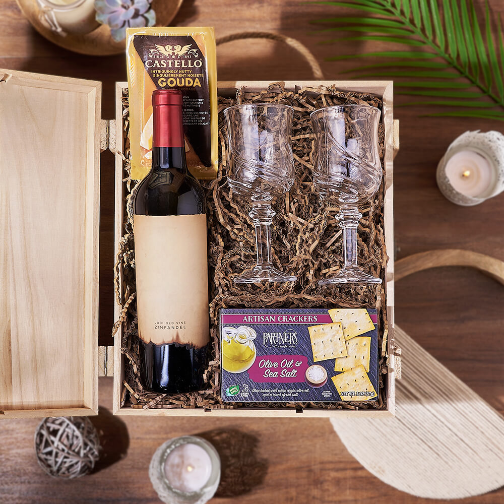 Classic Wine &amp; Cheese Crate, wine gift, wine, cheese gift, cheese, New Hampshire delivery