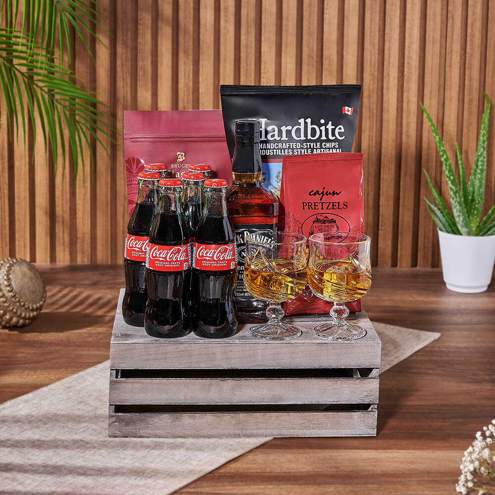 Coke &amp; Snacks Liquor Gift Crate, liquor gift, liquor, soda gift, soda, New Hampshire delivery