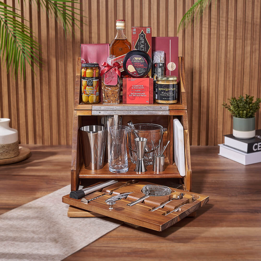 Complete Bar &amp; Snack Set, liquor gift, liquor, bar set gift, bar set, seafood gift, seafood, New Hampshire delivery