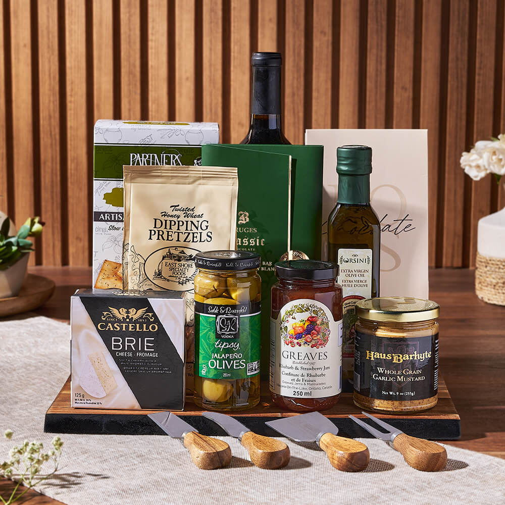 Delicious Gathering Wine &amp; Cheese Gift Set from New Hampshire Baskets - Wine Gift Basket - New Hampshire Delivery