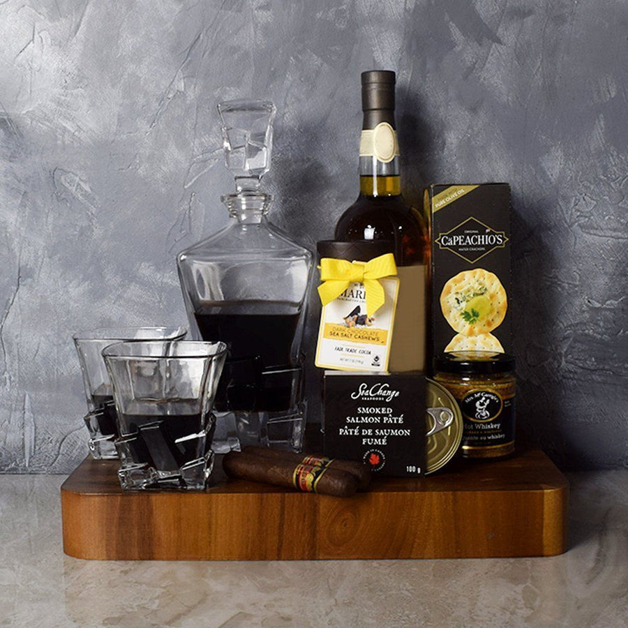 Deluxe Decanter Basket from New Hampshire Baskets - Liquor Gift Set - New Hampshire Delivery