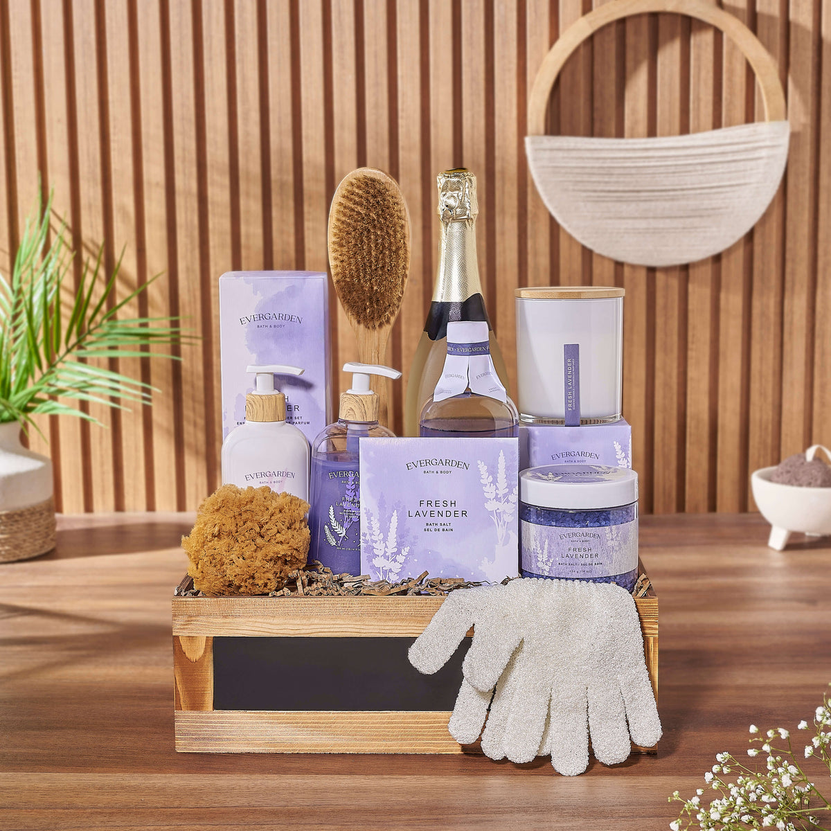 Deluxe Lavender &amp; Champagne Spa Gift Set from New Hampshire Baskets - Champagne Gift Basket - New Hampshire Delivery