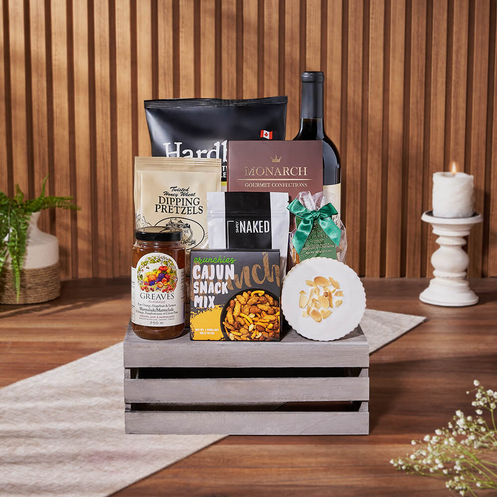 Divine Snack &amp; Wine Gift Set from New Hampshire Baskets - Wine Gift Basket - New Hampshire Delivery