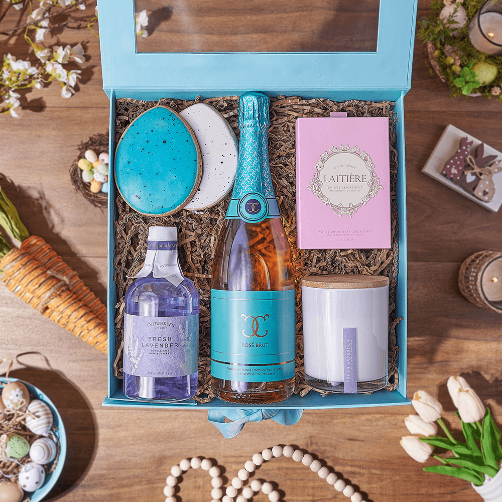 Easter Spa &amp; Champagne Box, spa gift, spa, champagne gift, champagne, sparkling wine gift, sparkling wine, New Hampshire delivery