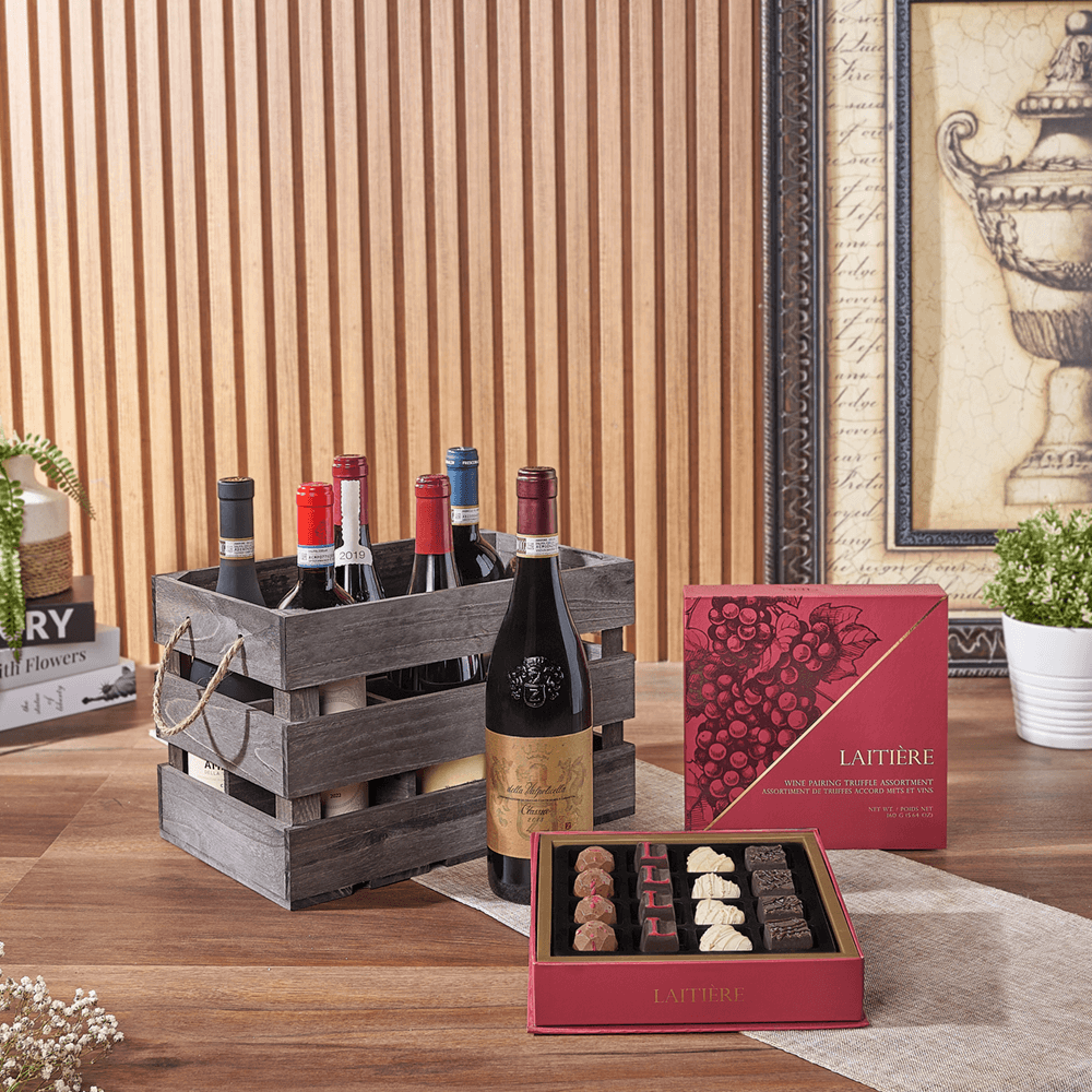 Exceptional Wine Gift Crate - Premium Wines, wine gift, wine, chocolate gift, chocolate, luxury gift, luxury, New Hampshire delivery