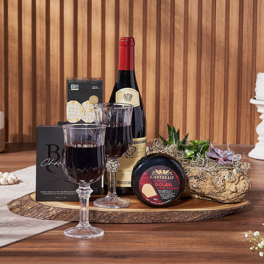 Exquisite Treats &amp; Wine Gift Set from New Hampshire Baskets - Wine Gift Basket - New Hampshire Delivery