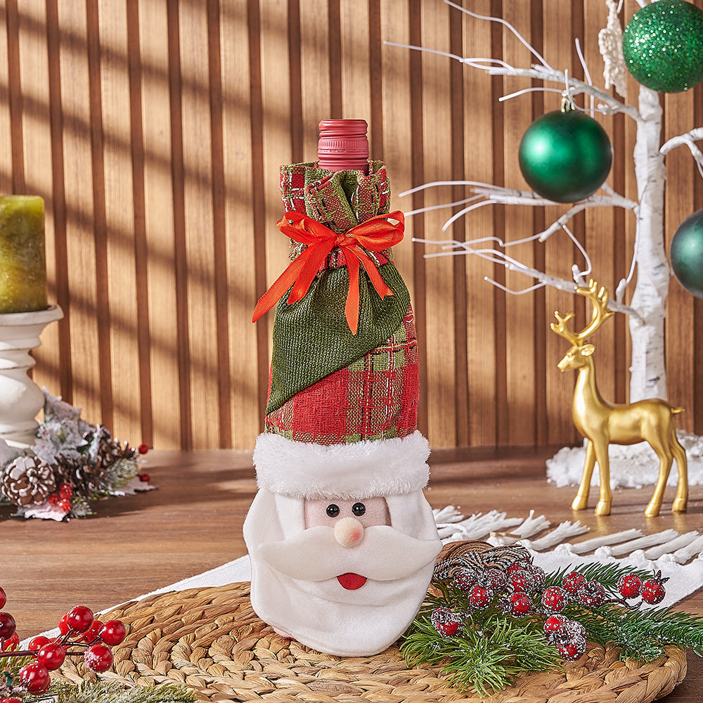 Festive Wine Gift with Santa & Hat Presentation Bag – how the gift is presented