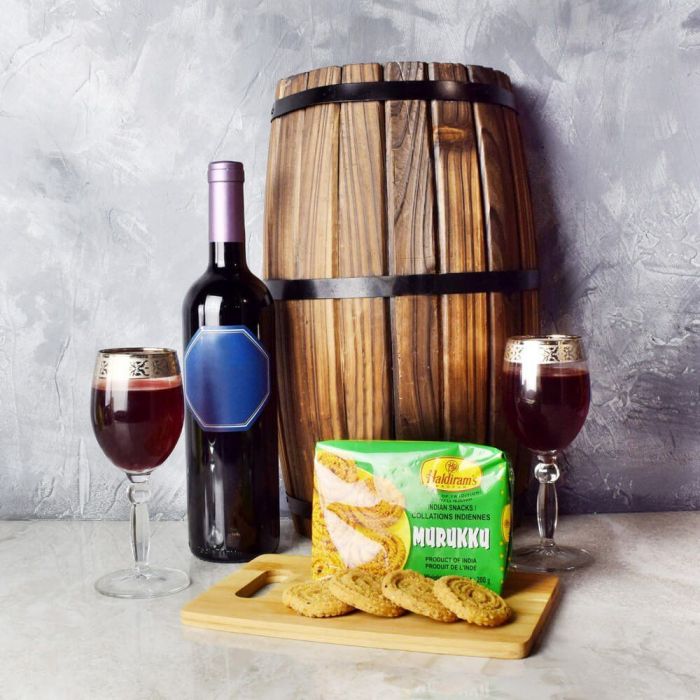 Murukku and Wine Basket for Diwali – how the gift is presented