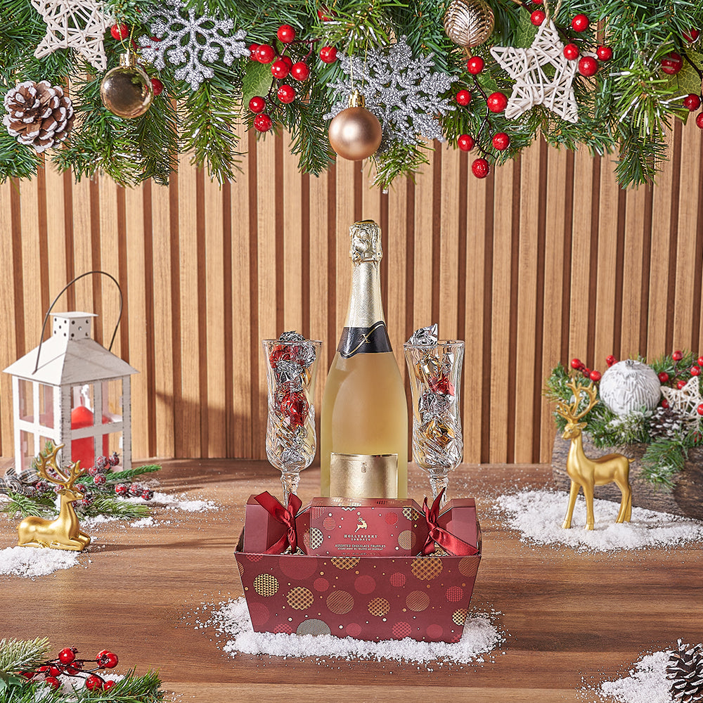 Festive Truffles & Champagne Set, champagne gift, champagne, sparkling wine gift, sparkling wine, chocolate gift, chocolate, Christmas gift, Christmas, New Hampshire delivery