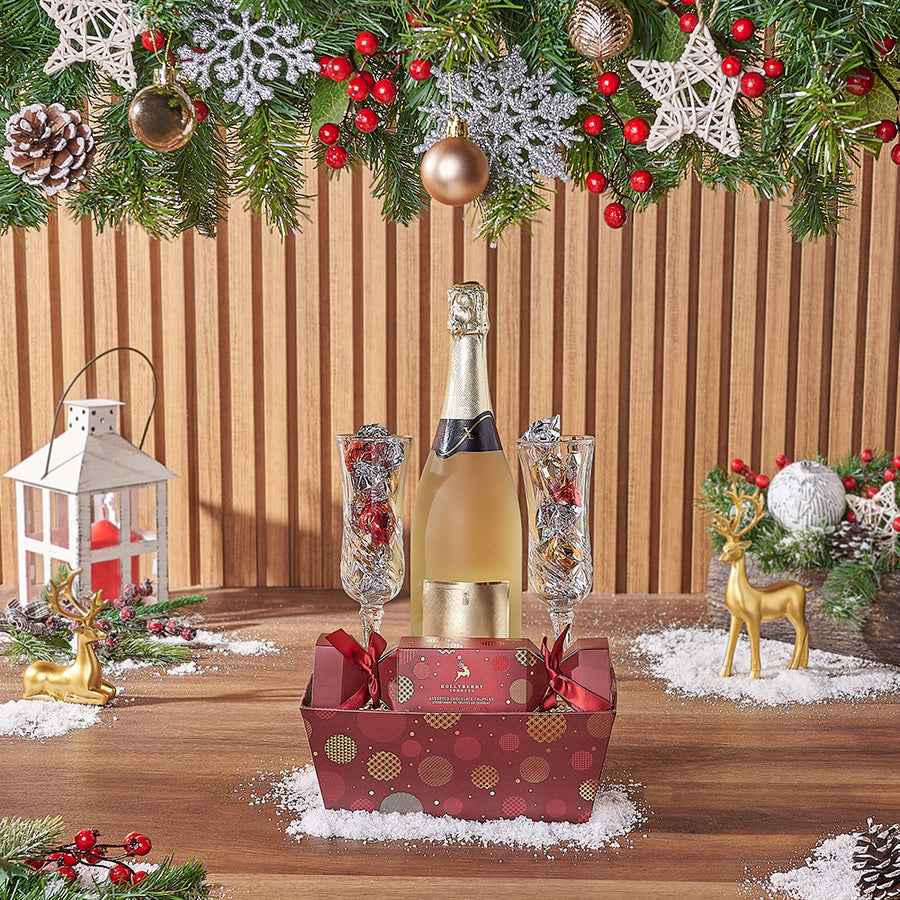 Festive Truffles & Champagne Set, champagne gift, champagne, sparkling wine gift, sparkling wine, chocolate gift, chocolate, Christmas gift, Christmas, New Hampshire delivery